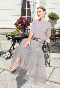 Round Neck Short Sleeve Sweater in Superfine Alpaca