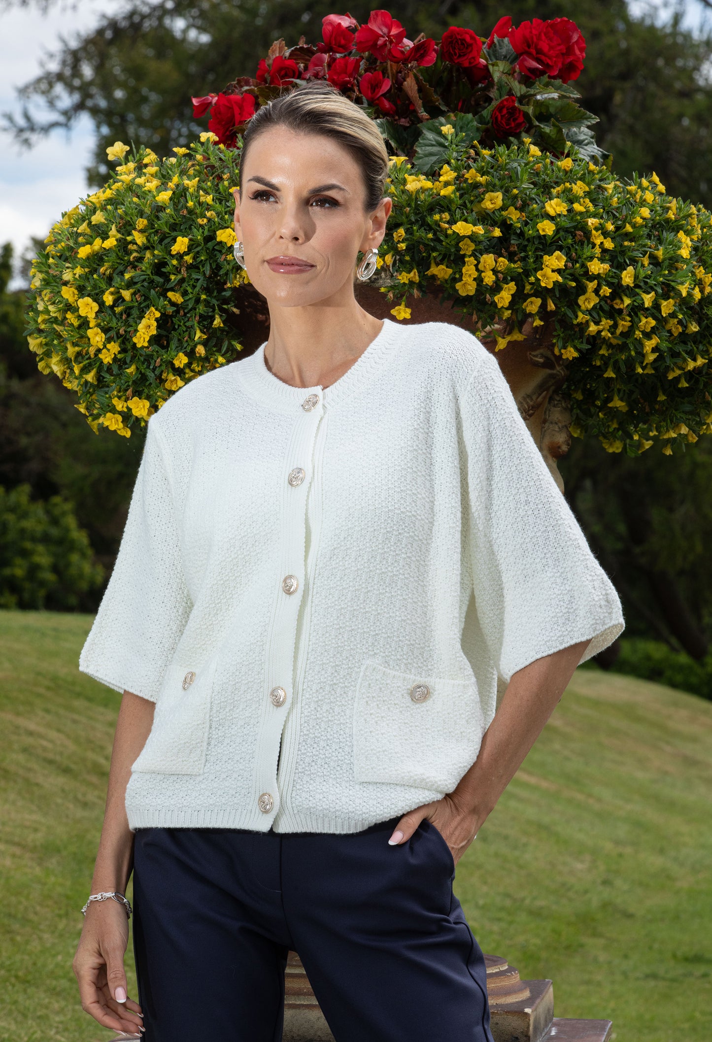 Buttoned Knit Cardigan