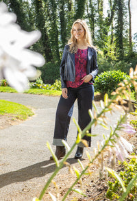 Vintage Leather Frill Detail Jacket