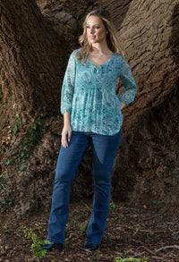 Plisse Pleated Floral Blouse