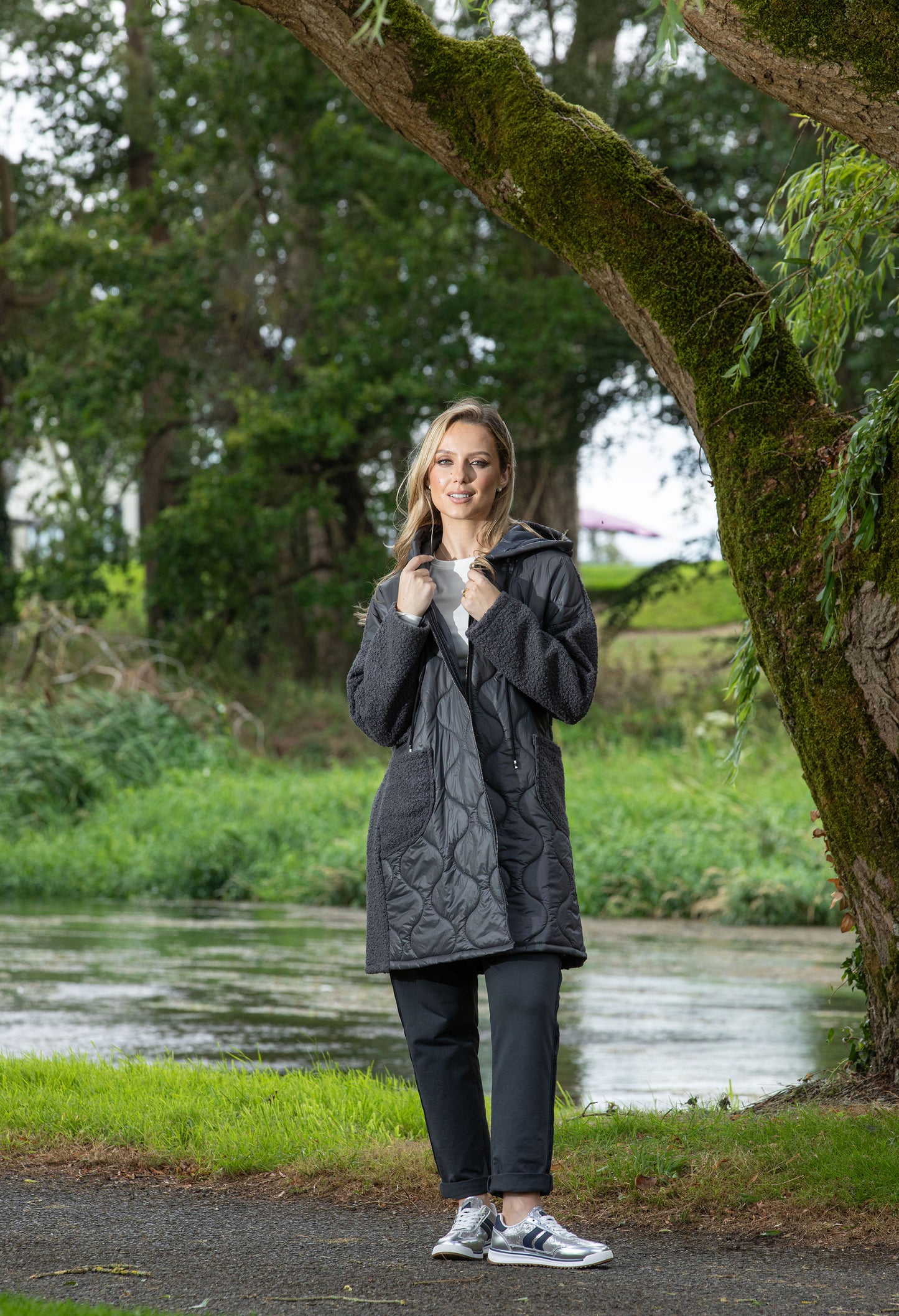 Soft Boucle Hooded Coat