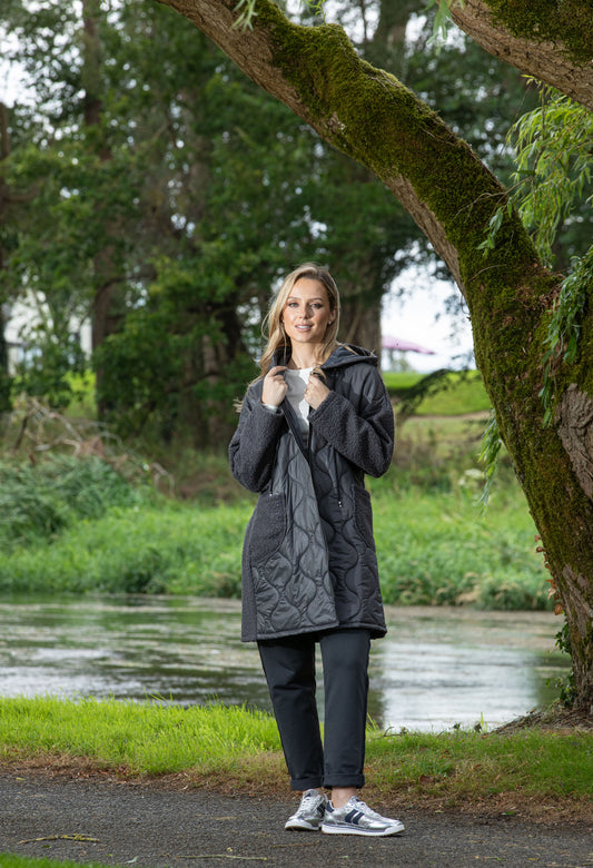 Soft Boucle Hooded Coat