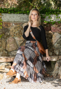 Ribbed Bodice Abstract Print Dress