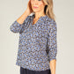 Geometric Print V-Neck Blouse
