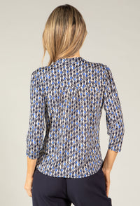 Geometric Print V-Neck Blouse