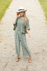 Crinkle Belted Trousers