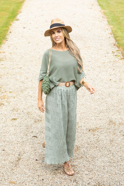 Crinkle Belted Trousers