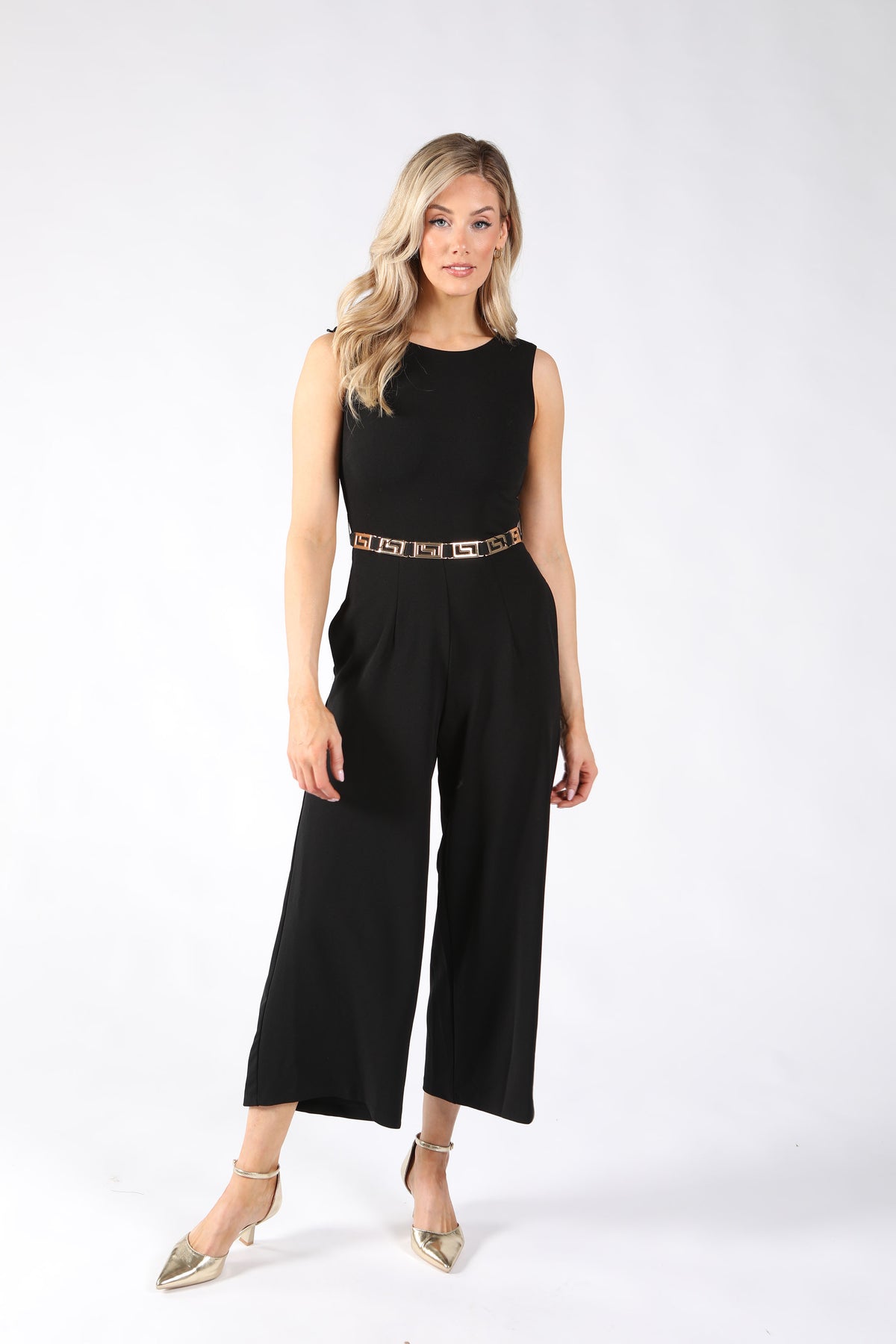 Wide Leg Belted Jumpsuit