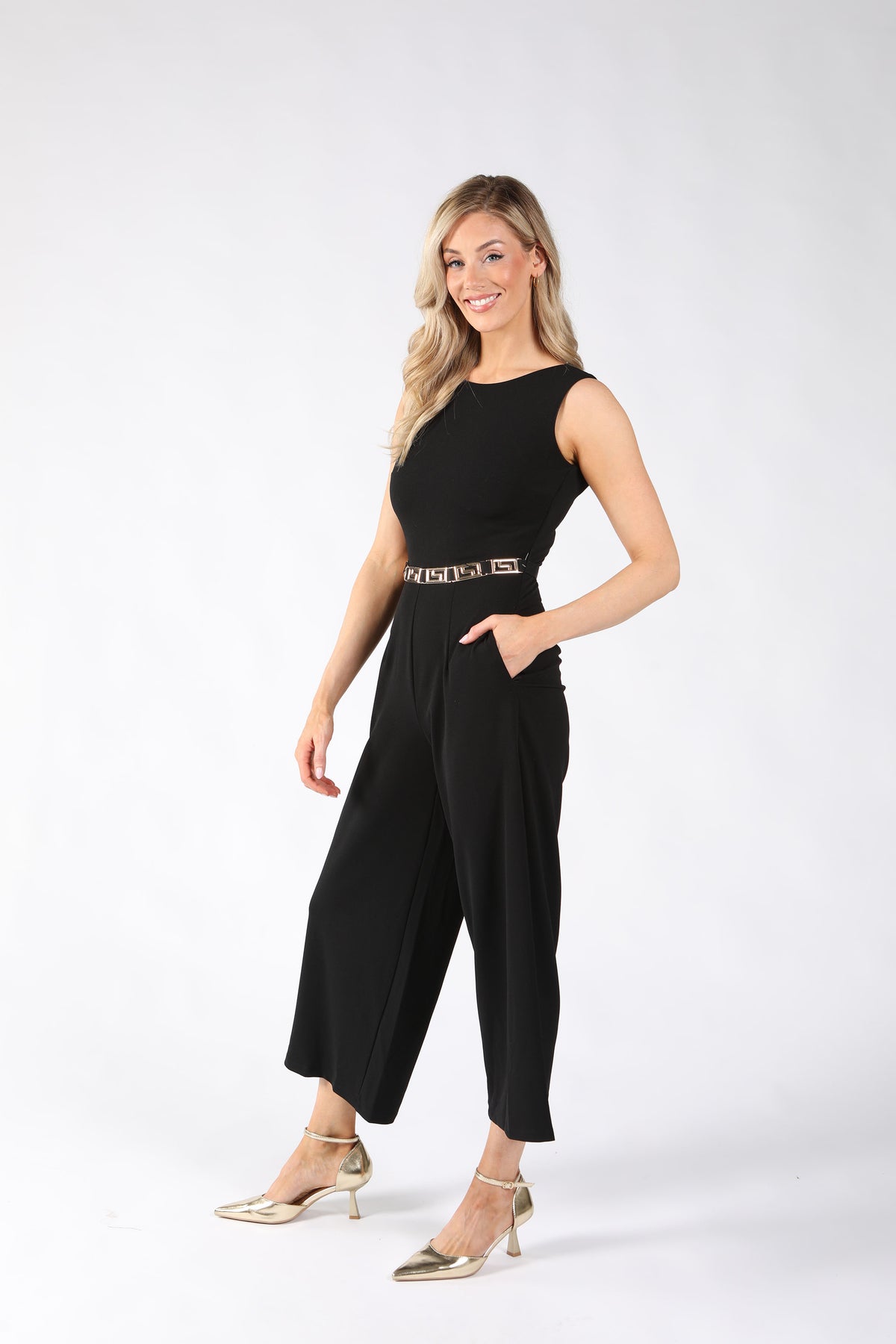 Wide Leg Belted Jumpsuit