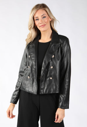 Double Breasted Faux Leather Jacket