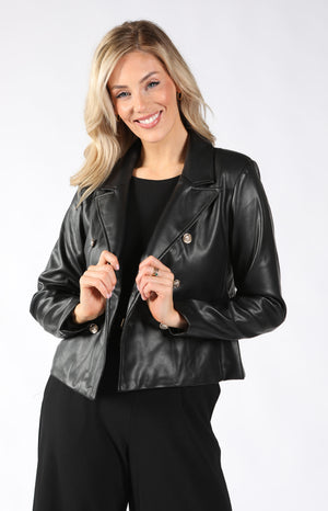 Double Breasted Faux Leather Jacket