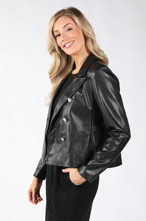 Double Breasted Faux Leather Jacket