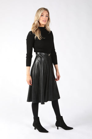 Ribbed Knit with Faux Leather Dress