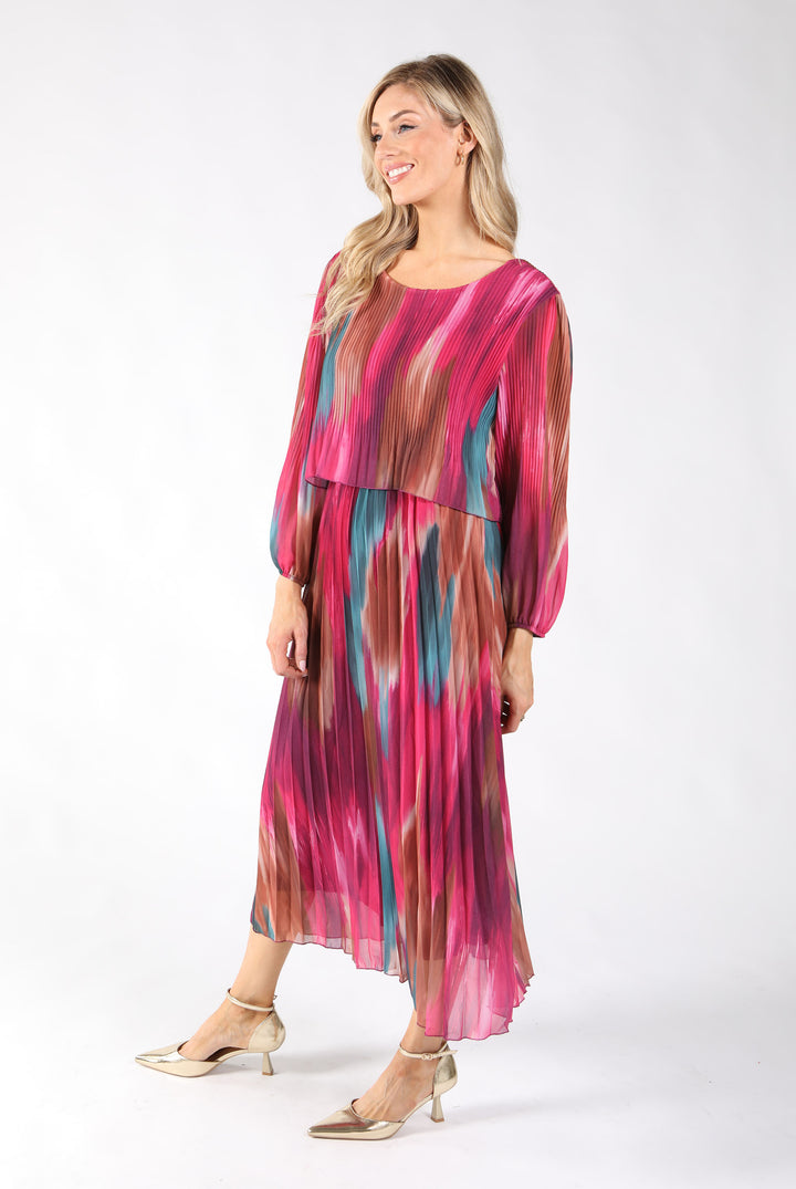 Riva Plisse Pleated Pop Over Dress