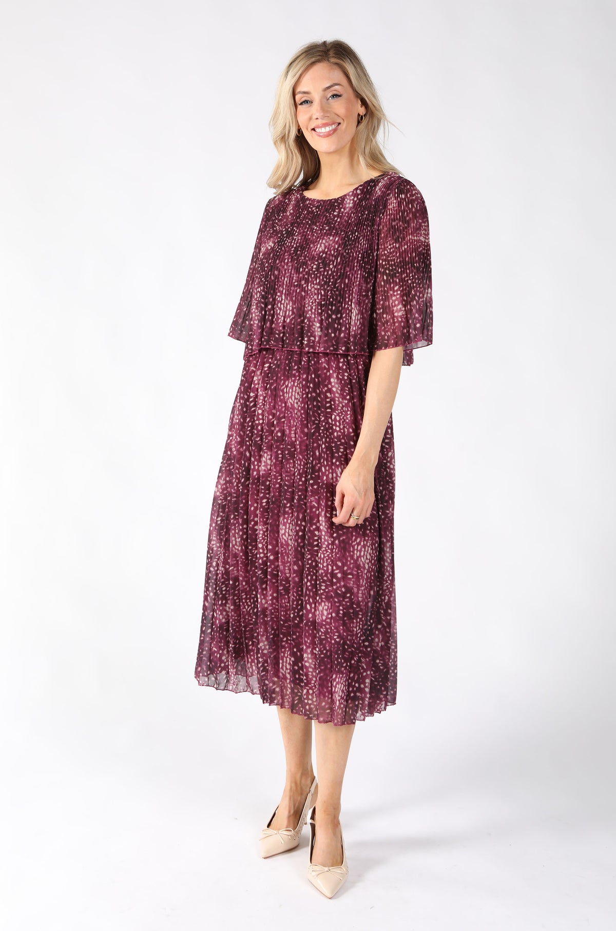 Abstract Plisse Pleated Pop Over Dress