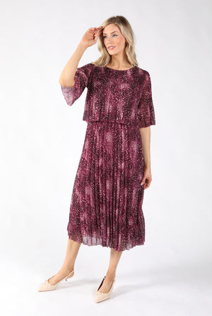 Abstract Plisse Pleated Pop Over Dress