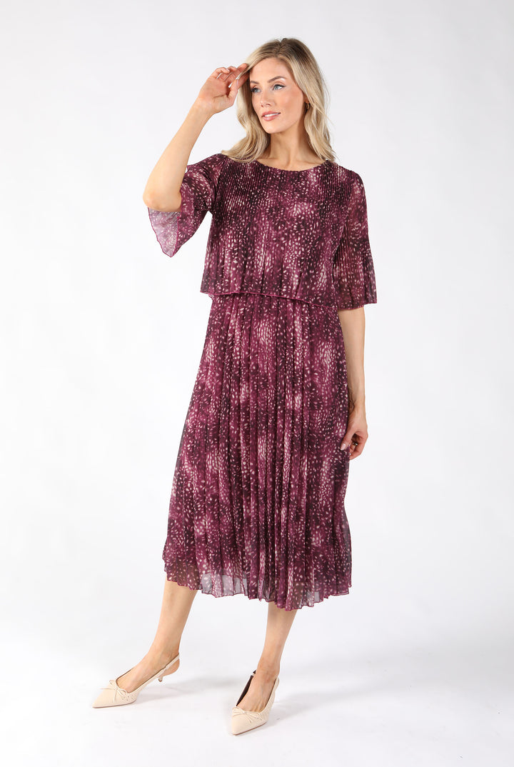 Abstract Plisse Pleated Pop Over Dress