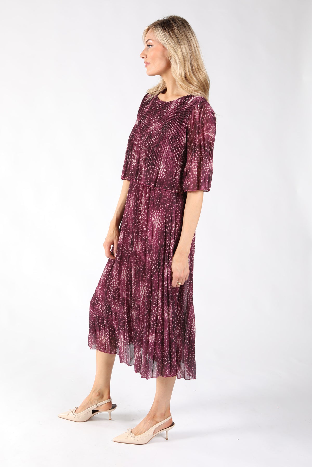 Abstract Plisse Pleated Pop Over Dress