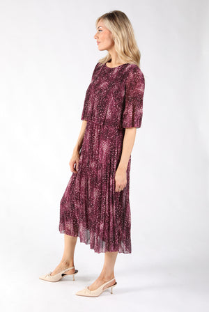 Abstract Plisse Pleated Pop Over Dress