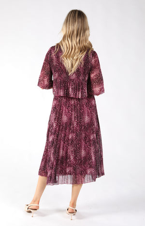 Abstract Plisse Pleated Pop Over Dress