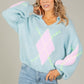 Argyle Design V-Neck Knit Jumper