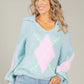 Argyle Design V-Neck Knit Jumper