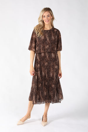 Abstract Plisse Pleated Pop Over Dress