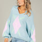 Argyle Design V-Neck Knit Jumper