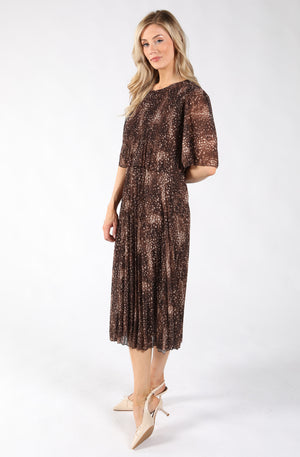 Abstract Plisse Pleated Pop Over Dress