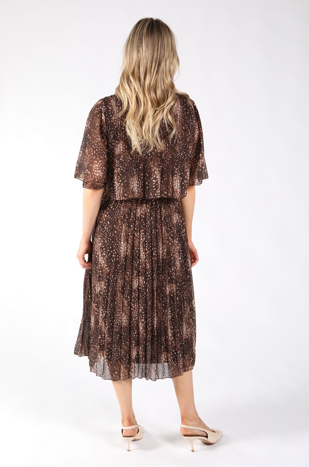 Abstract Plisse Pleated Pop Over Dress