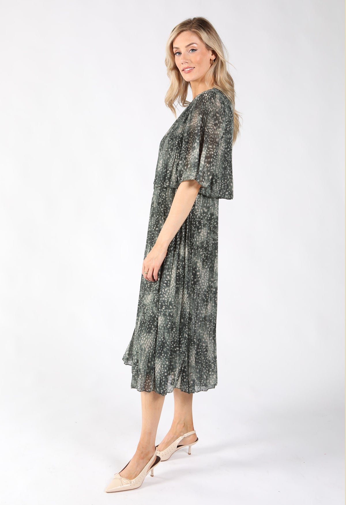 Abstract Plisse Pleated Pop Over Dress