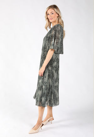 Abstract Plisse Pleated Pop Over Dress
