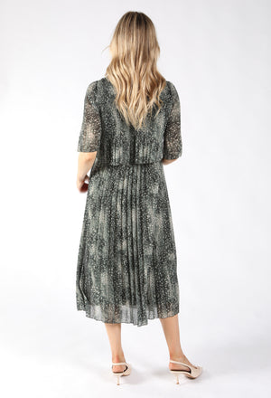 Abstract Plisse Pleated Pop Over Dress