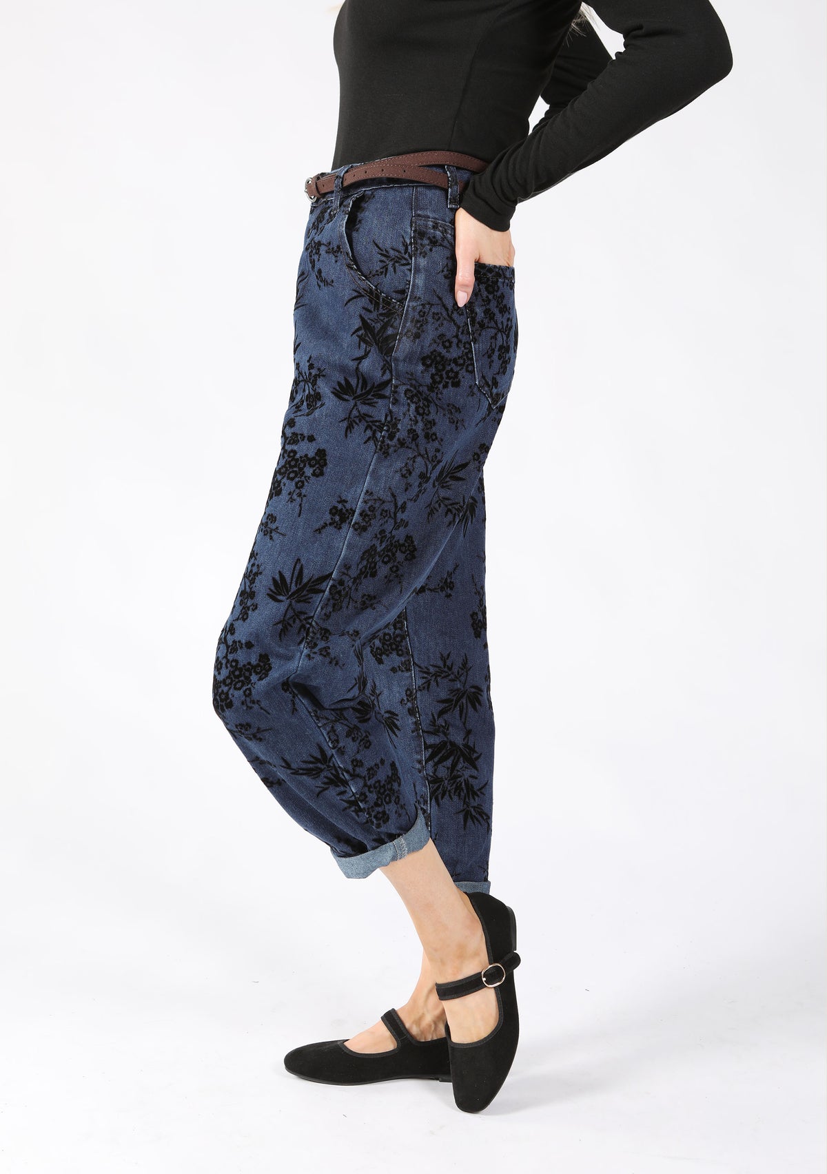 Floral Flock Jeans
