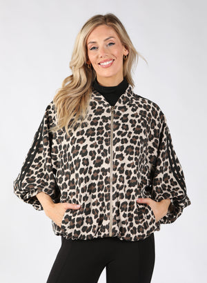 Leopard Print Zip-Up Jacket