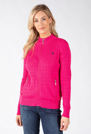 Cable Knit Zip-Up Cardigan