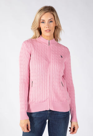 Cable Knit Zip-Up Cardigan