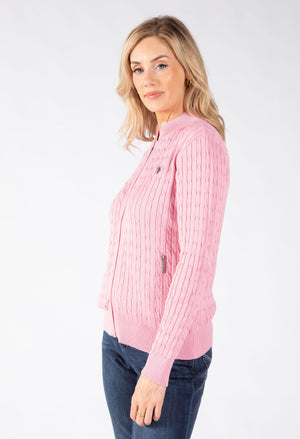 Cable Knit Zip-Up Cardigan