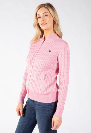 Cable Knit Zip-Up Cardigan