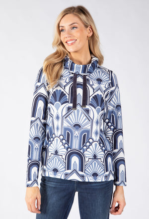 Maya Geometric Print Fine Knit Top