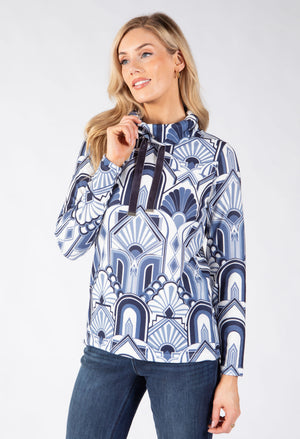 Maya Geometric Print Fine Knit Top