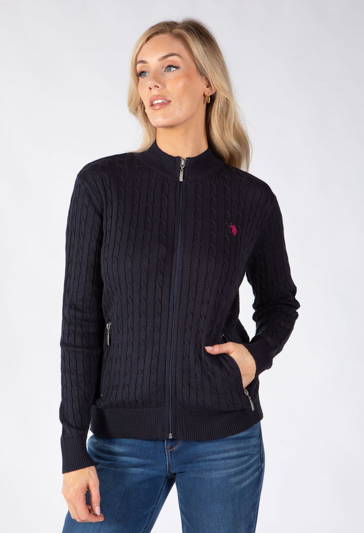 Cable Knit Zip-Up Cardigan