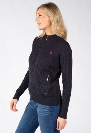 Cable Knit Zip-Up Cardigan