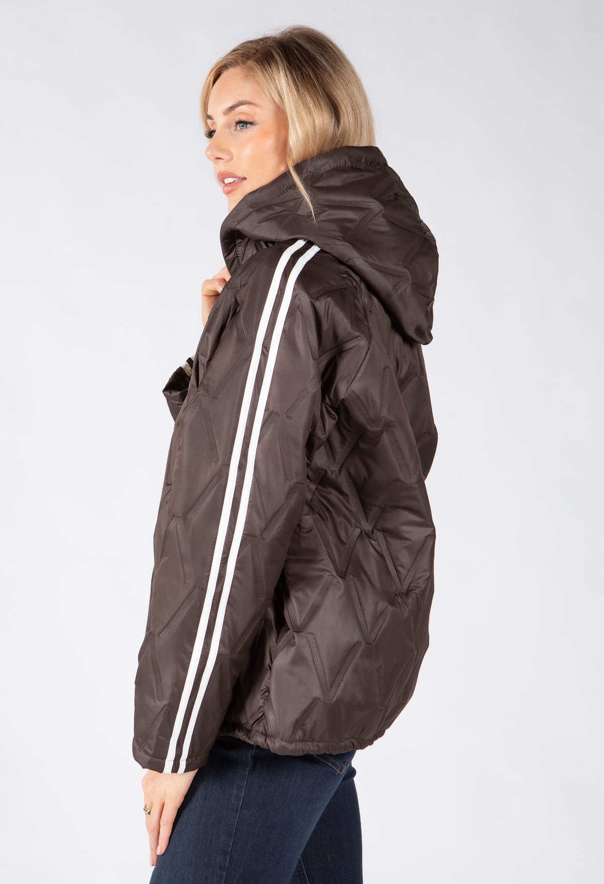 Quilted Coat with Side Stripe