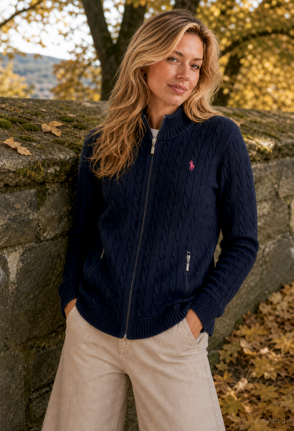 Cable Knit Zip-Up Cardigan