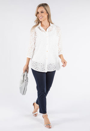 Embroidered Button Down Blouse