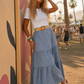 Gingham Tiered Midi Skirt