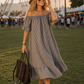 Off the Shoulder Gingham Dress