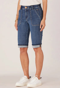 Indigo Denim "Ab"solution High Rise Cuffed Hem Repreve Bermuda Short
