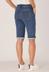 Indigo Denim "Ab"solution High Rise Cuffed Hem Repreve Bermuda Short